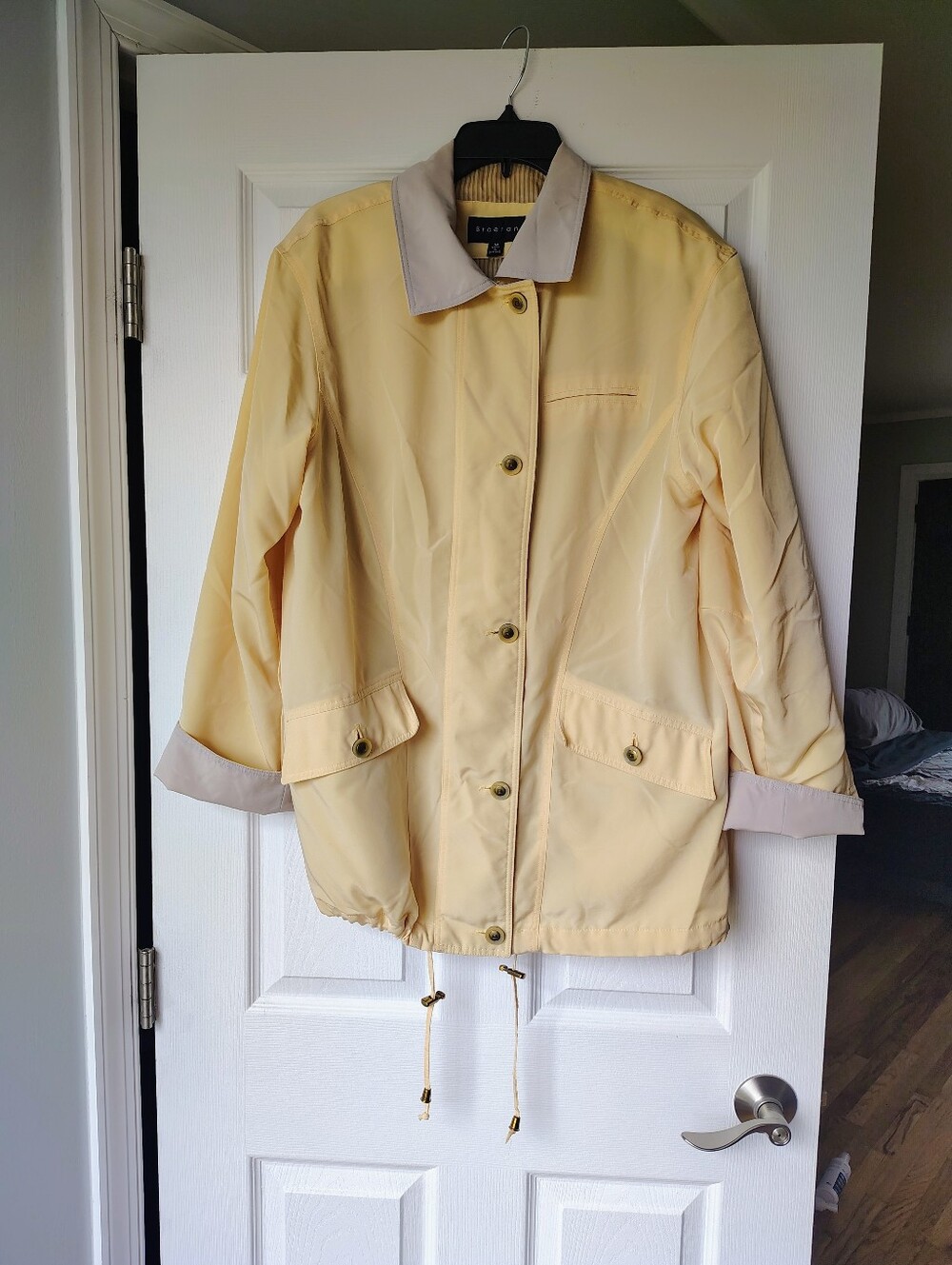VTG 90s Braetan Utility Jacket Womens M Yellow Button Up Windbreaker Ukraine